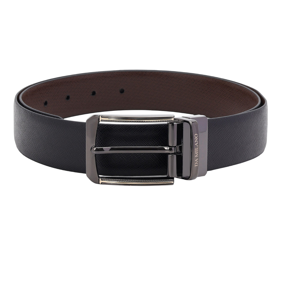 Formal Saffiano Leather Mens Belt-BLACK