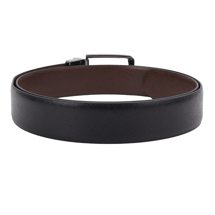 Formal Saffiano Leather Mens Belt-BLACK