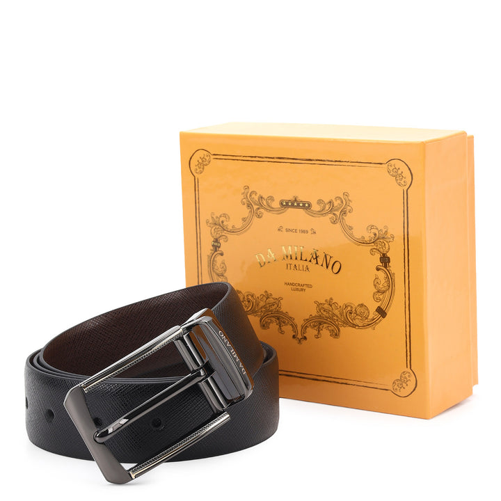 Formal Saffiano Leather Mens Belt-BLACK