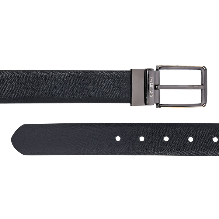 Formal Saffiano Leather Reversible Mens Belt - Black & Cognac