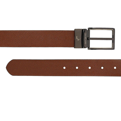 Formal Saffiano Leather Reversible Mens Belt - Black & Cognac