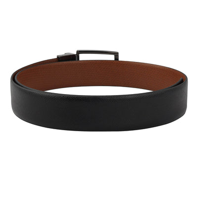 Formal Saffiano Leather Reversible Mens Belt - Black & Cognac