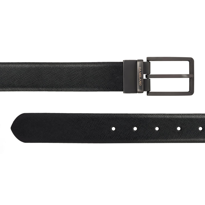 Formal Saffiano Leather Mens Belt - Black & Cognac