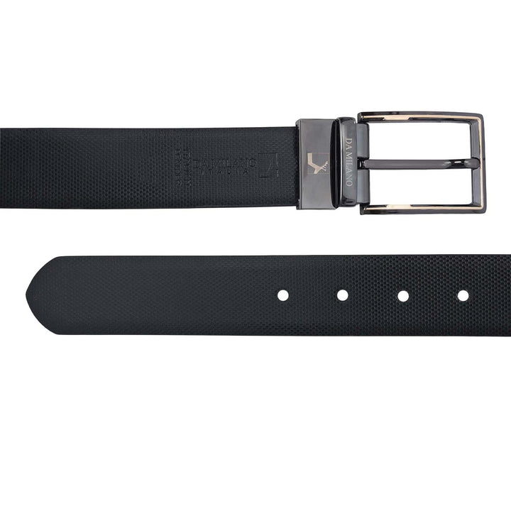 Casual Embossed Leather Mens Belt-Cognac & Black
