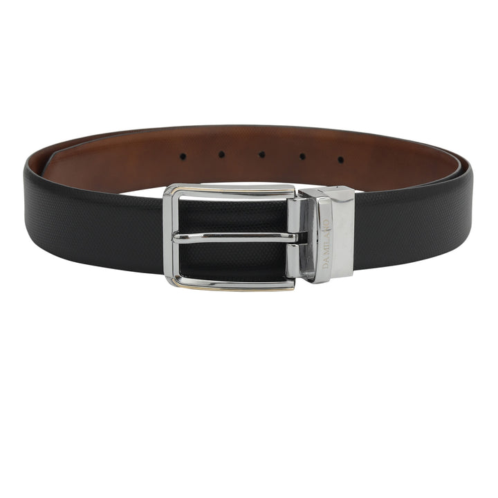 Formal Fish Leather Mens Belt - Black & Cognac