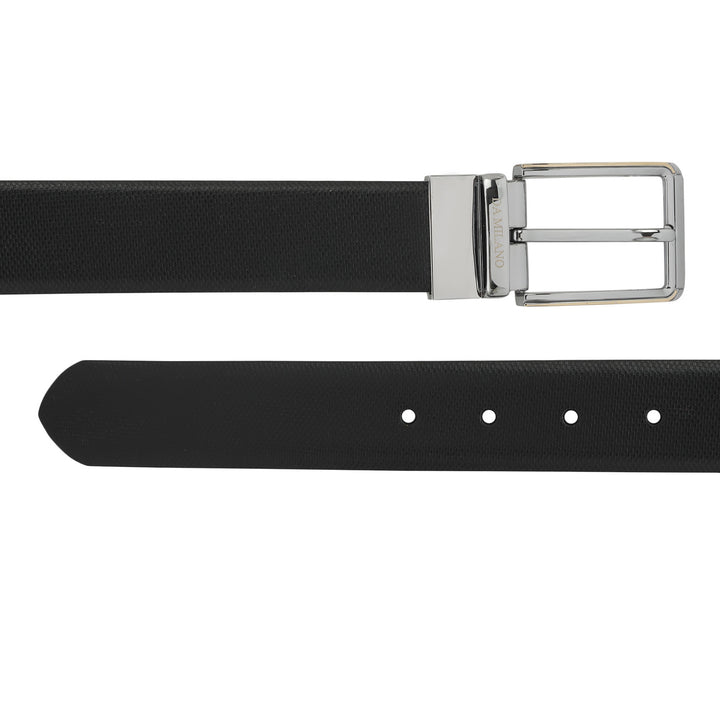 Formal Fish Leather Mens Belt - Black & Cognac