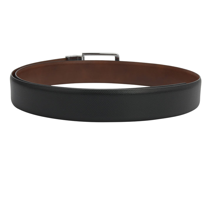 Formal Fish Leather Mens Belt - Black & Cognac