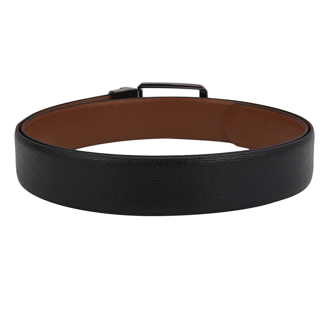 Formal Saffiano Leather Reversible Mens Belt - Black & Tan