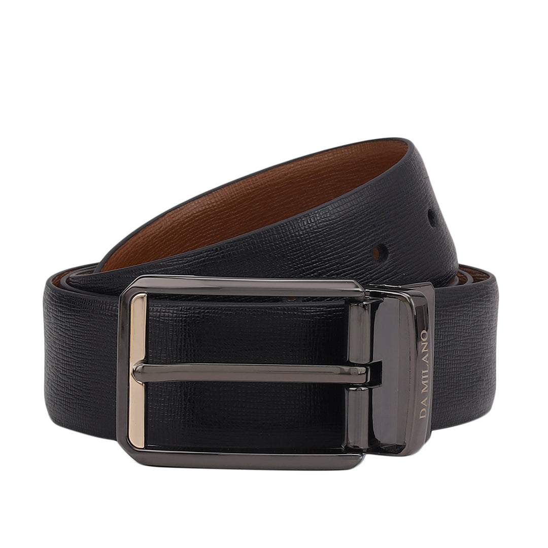 Formal Saffiano Leather Reversible Mens Belt - Black & Tan