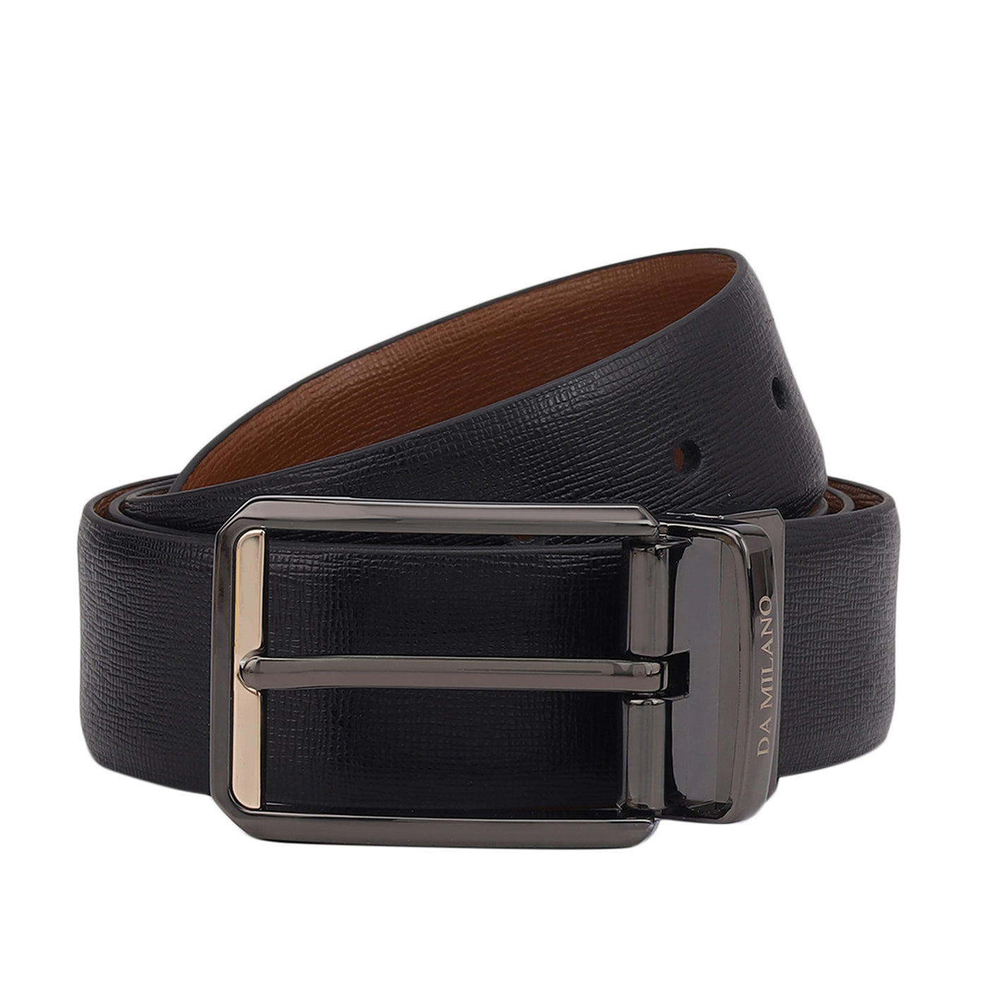 Formal Saffiano Leather Reversible Mens Belt - Black & Tan