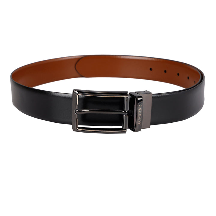 Formal Plain Leather Mens Belt- Black & Cognac