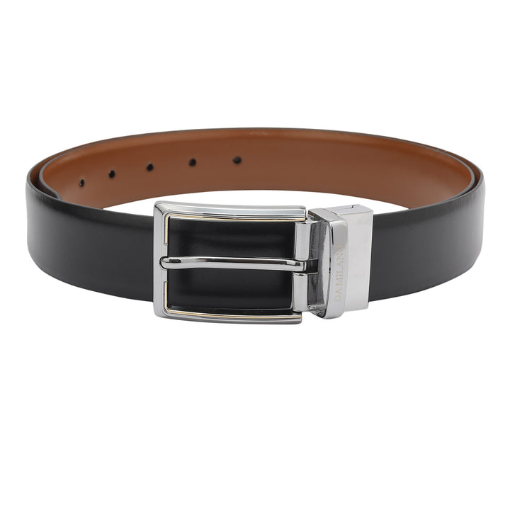 Formal Plain Leather Mens Belt - Black & Cognac