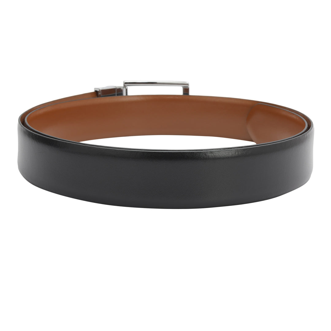 Formal Plain Leather Mens Belt - Black & Cognac