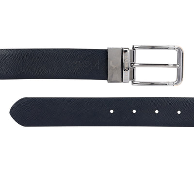 Formal Saffiano Leather Reversible Mens Belt - Black & Blue