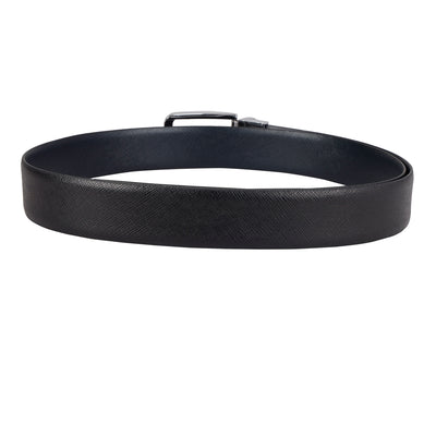 Formal Saffiano Leather Mens Belt - Black & Blue