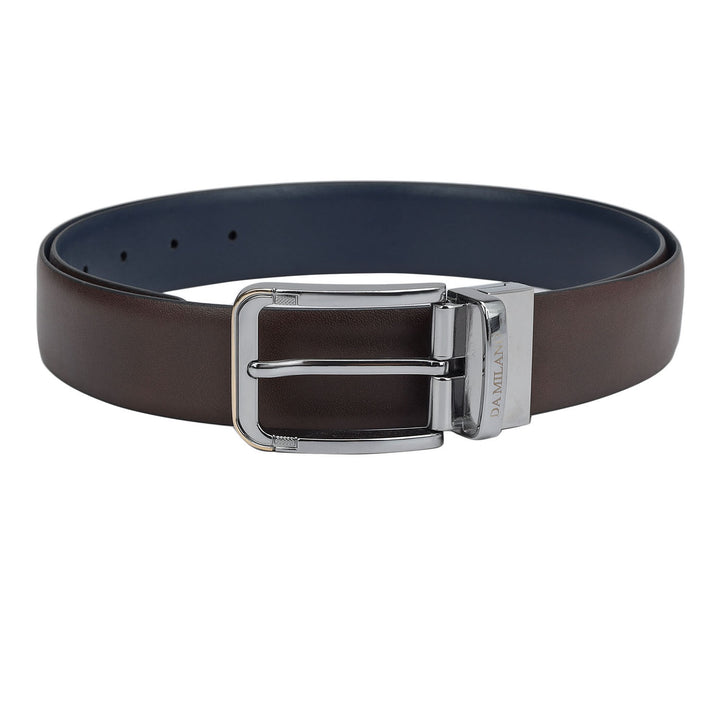 Formal Plain Leather Mens Belt - Brown & Blue
