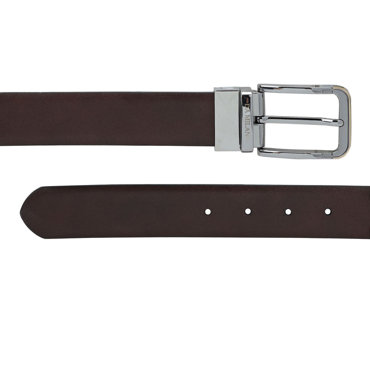 Formal Plain Leather Mens Belt - Brown & Blue