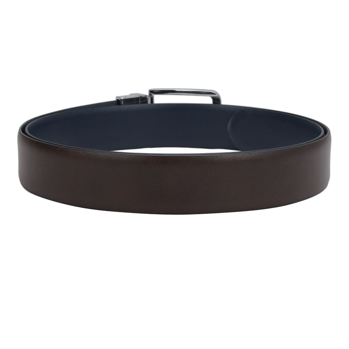 Formal Plain Leather Mens Belt - Brown & Blue