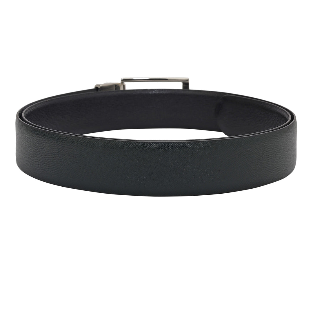 Formal Saffiano Leather Mens Belt - Green & Black