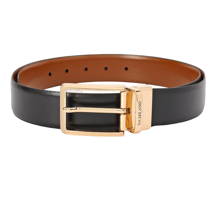 Casual Plain Leather Reversible Mens Belt - Black & Cognac