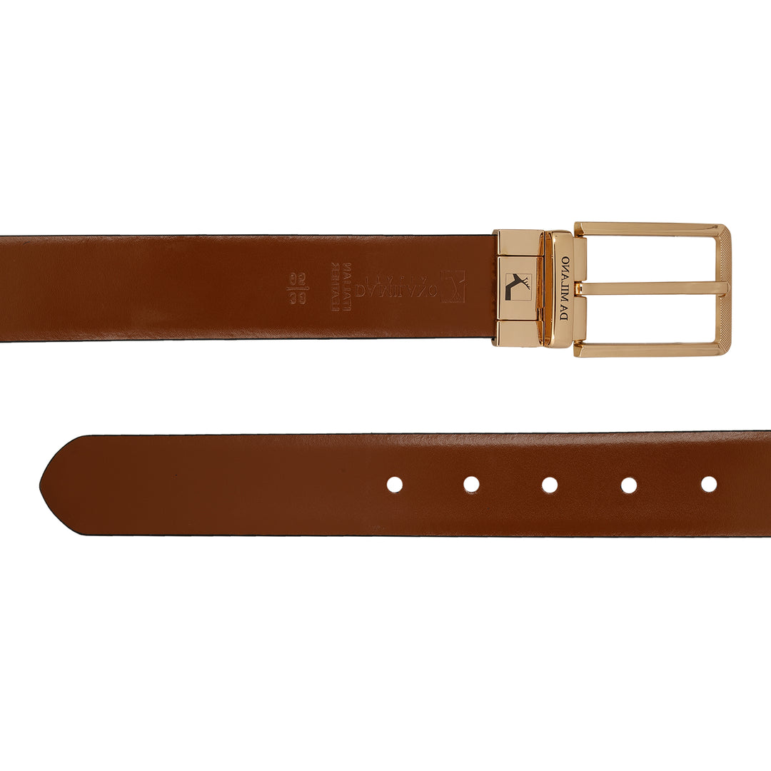 Formal Plain Leather Mens Belt - Black & Cognac