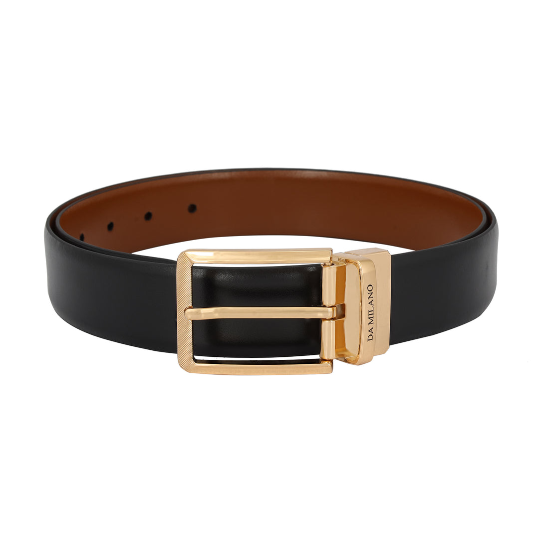 Formal Plain Leather Mens Belt - Black & Cognac