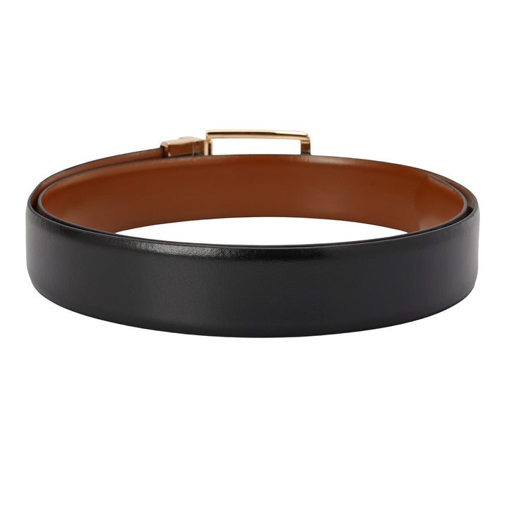 Casual Plain Leather Reversible Mens Belt - Black & Cognac