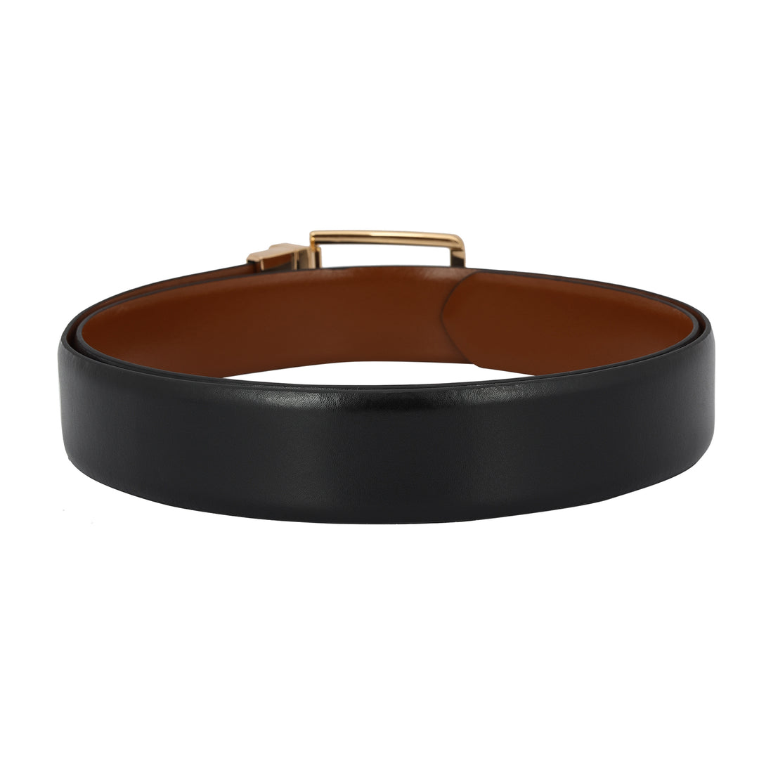 Formal Plain Leather Mens Belt - Black & Cognac