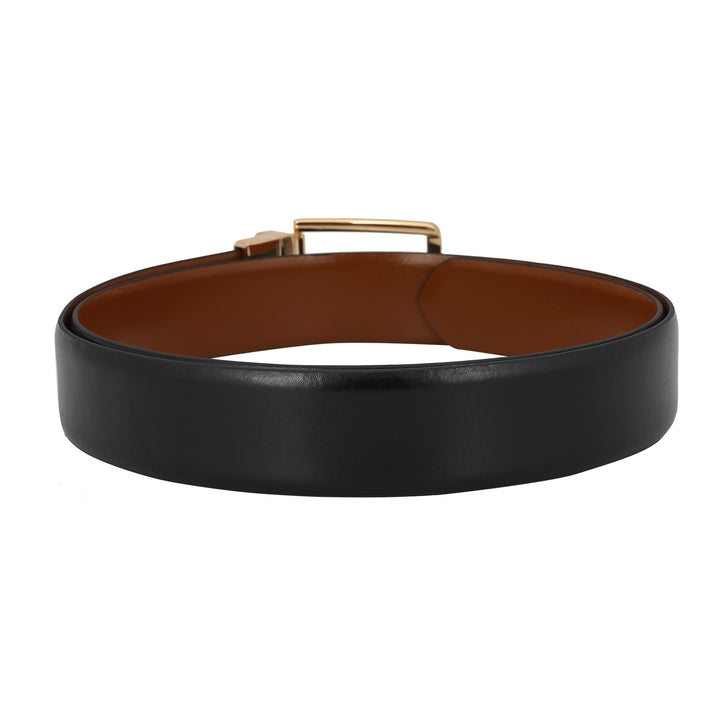 Formal Plain Leather Mens Belt - Black & Cognac