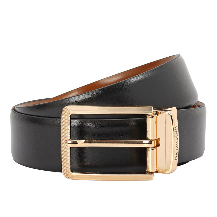 Casual Plain Leather Reversible Mens Belt - Black & Cognac