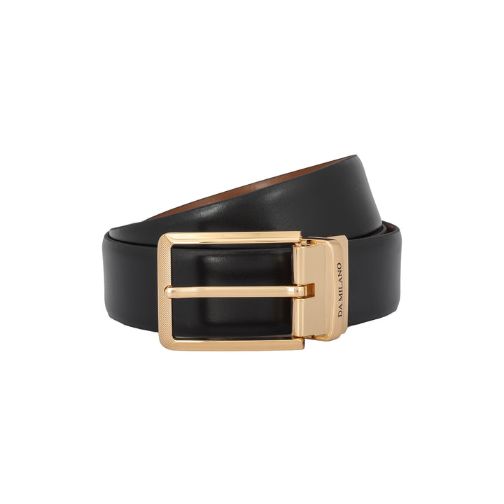 Formal Plain Leather Mens Belt - Black & Cognac