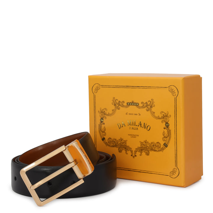 Formal Plain Leather Mens Belt - Black & Cognac