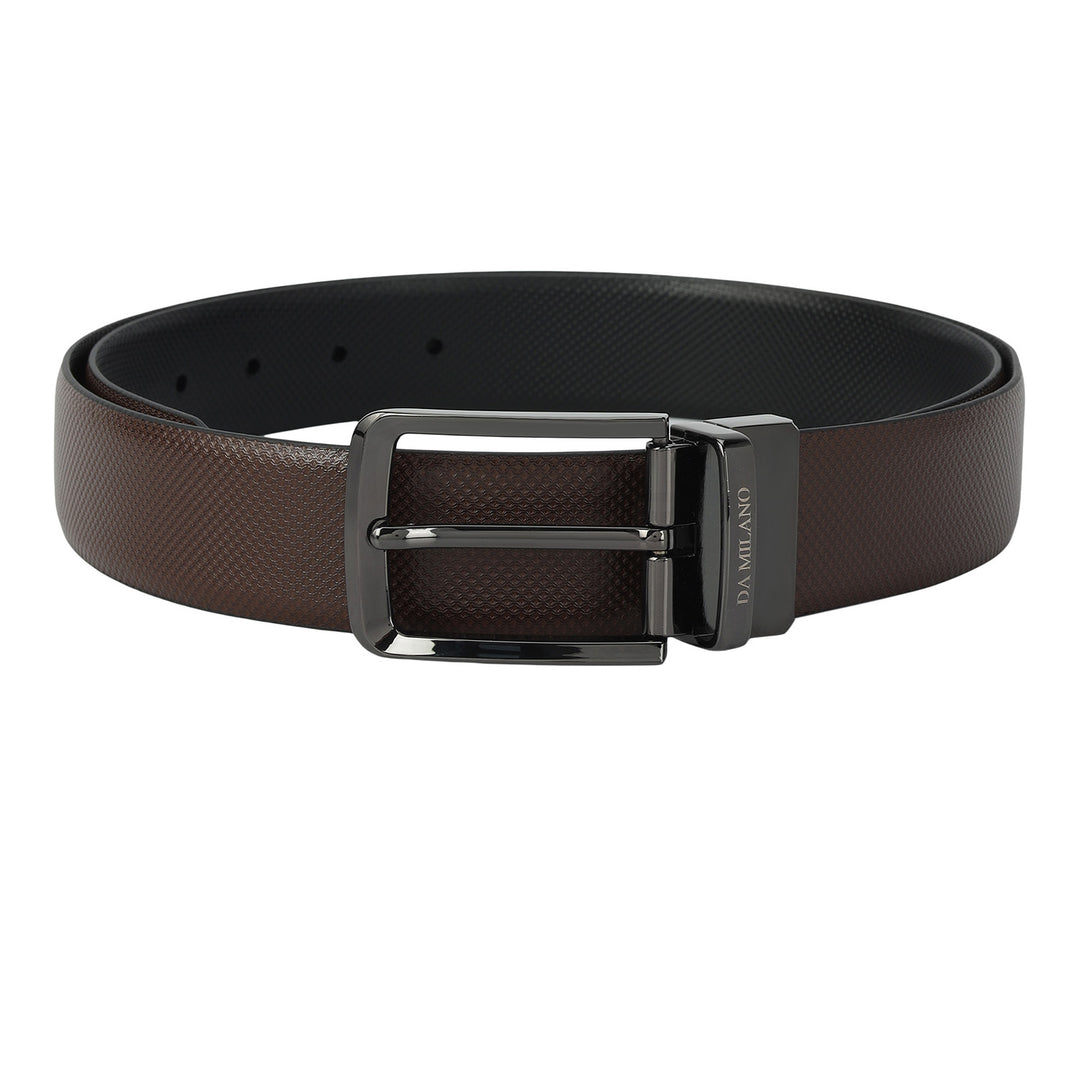 Formal Embossed Leather Mens Belt-Brown & Black