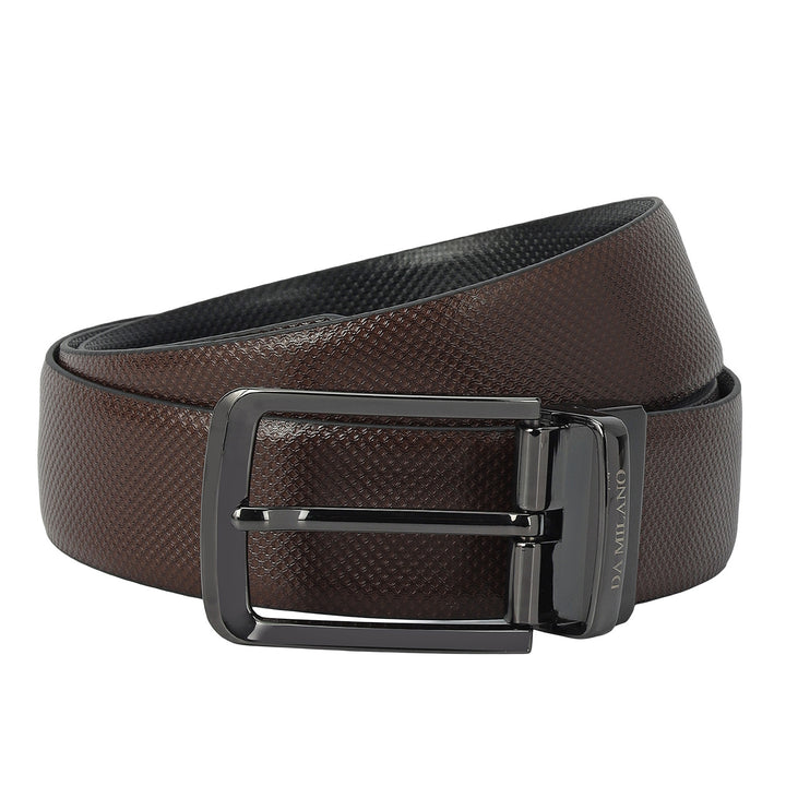 Formal Embossed Leather Mens Belt-Brown & Black