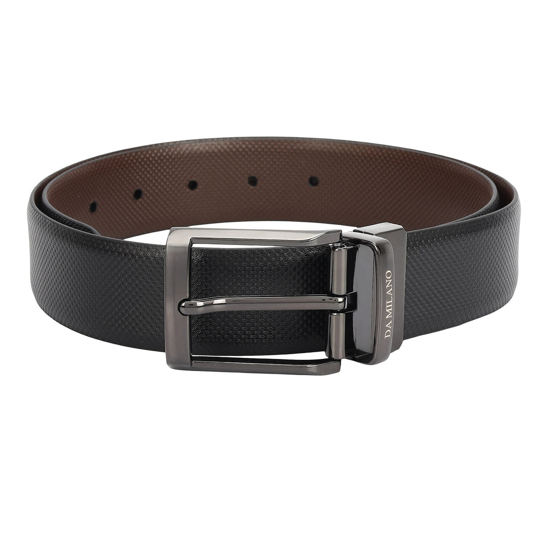 Formal Embossed Leather Mens Belt-Black & Brown