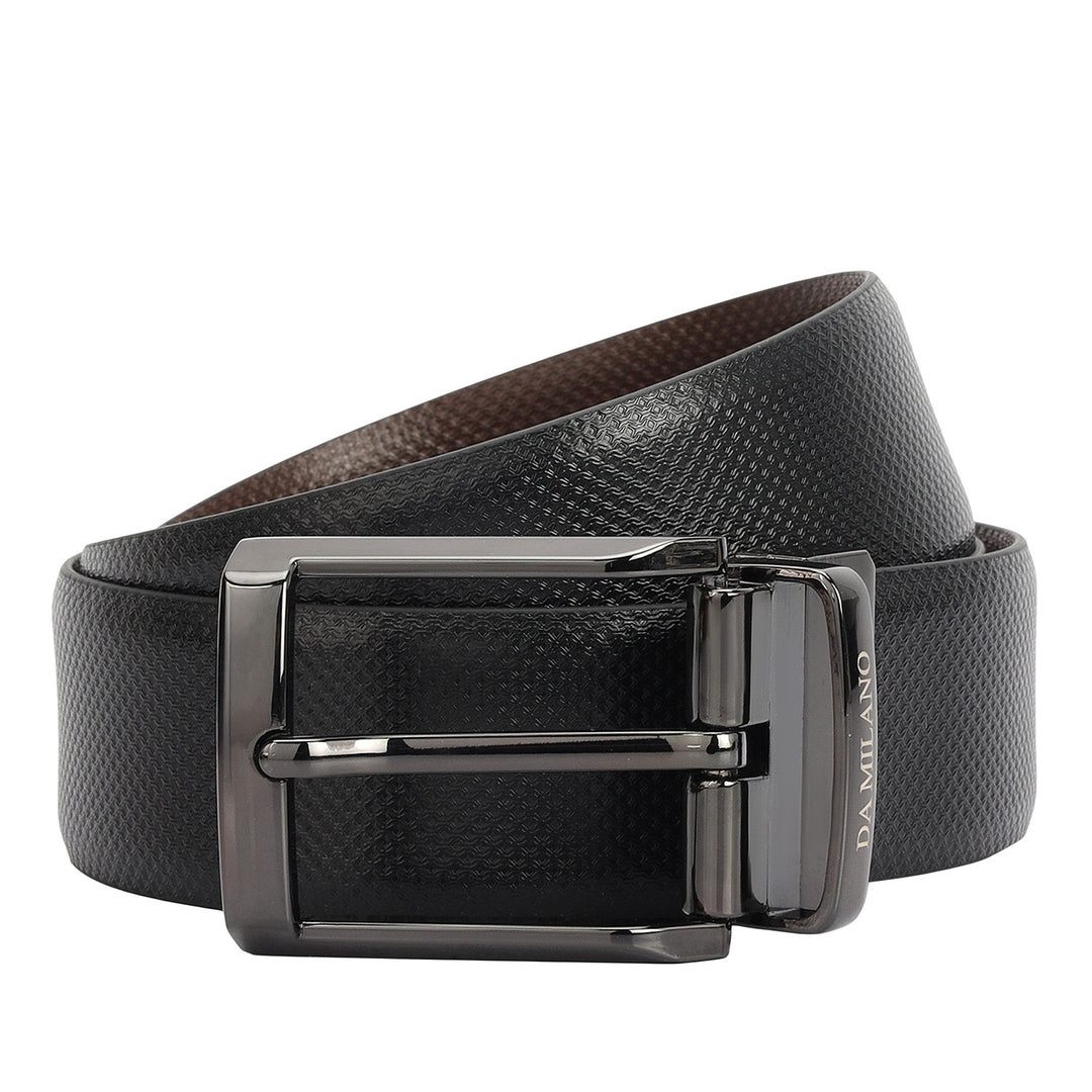Formal Embossed Leather Reversible Mens Belt - Black & Brown