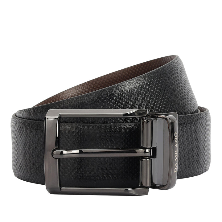 Formal Embossed Leather Reversible Mens Belt - Black & Brown