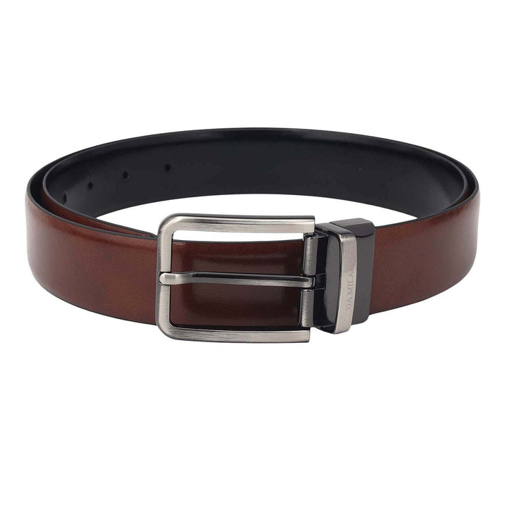 Formal Plain Leather Mens Belt-Cognac & Black