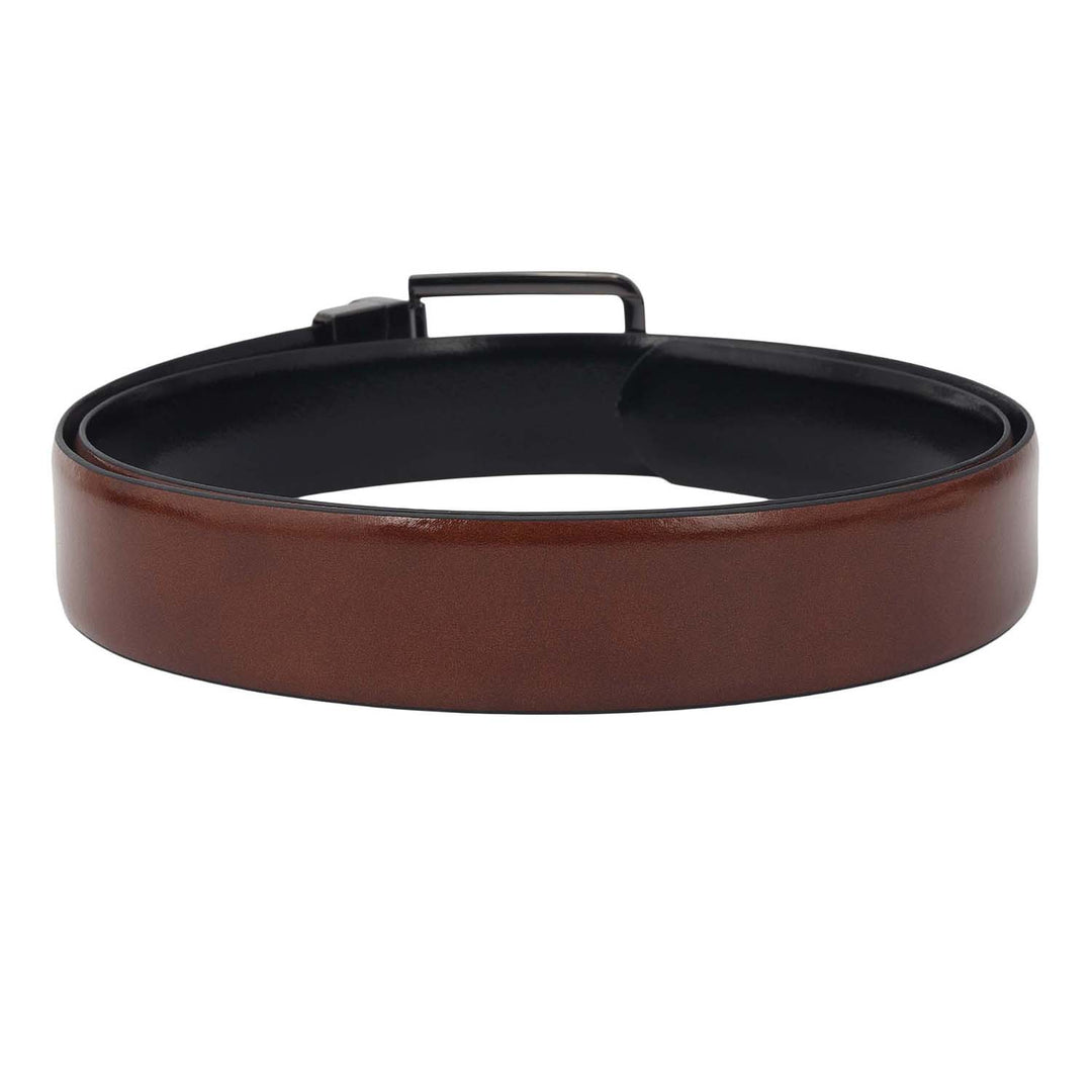 Formal Plain Leather Mens Belt-Cognac & Black