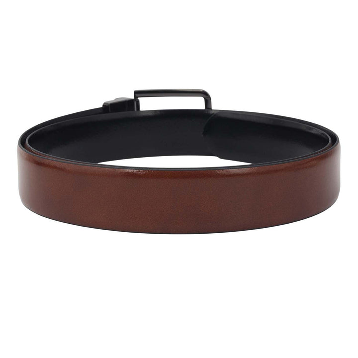 Formal Plain Leather Mens Belt-Cognac & Black
