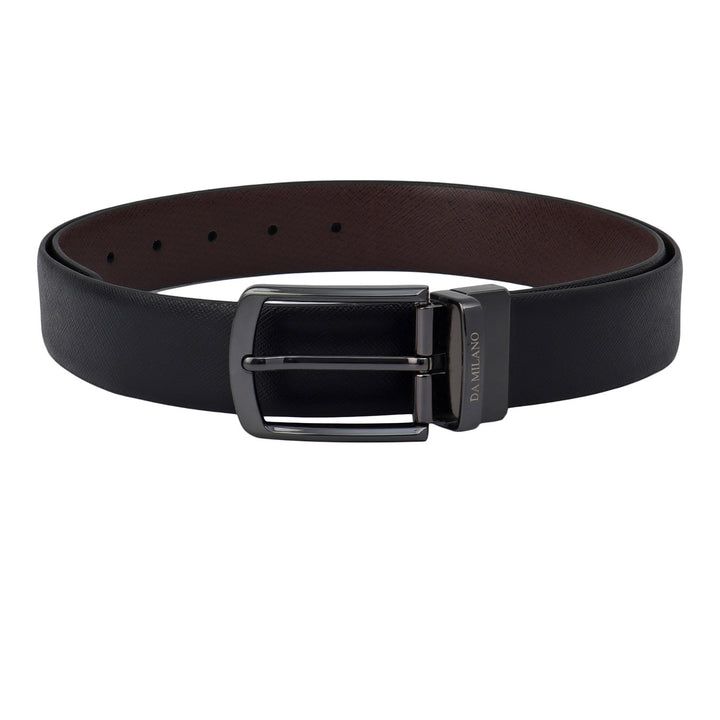 Formal Saffiano Leather Reversible Mens Belt - Black & Brown