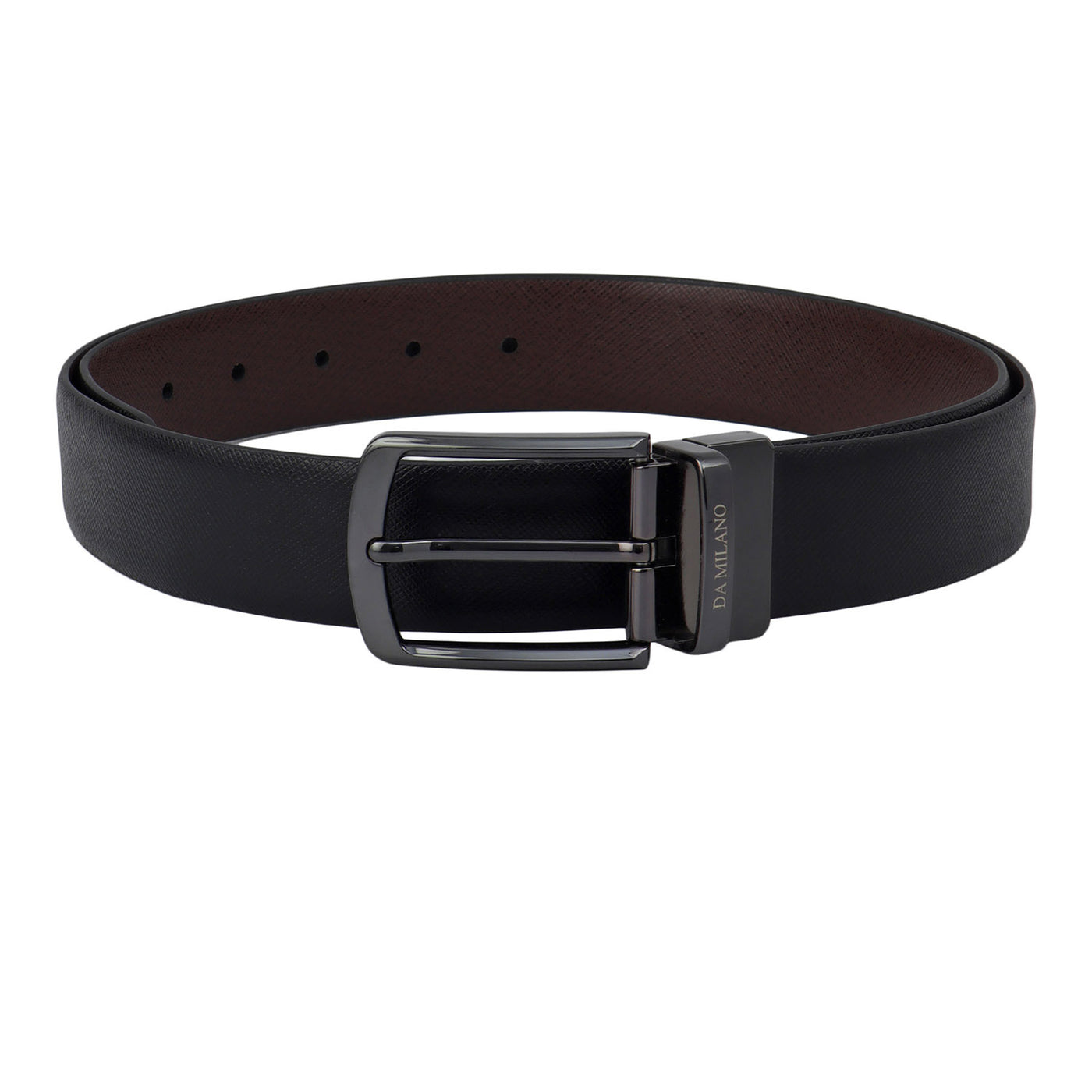 Formal Saffiano Leather Reversible Mens Belt - Black & Brown