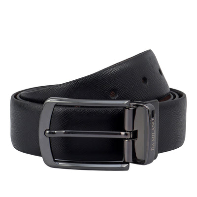 Formal Saffiano Leather Reversible Mens Belt - Black & Brown