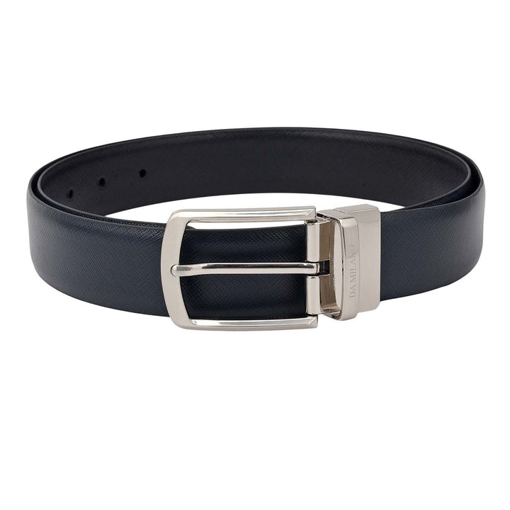 Formal Saffiano Leather Mens Belt-Navy & Black