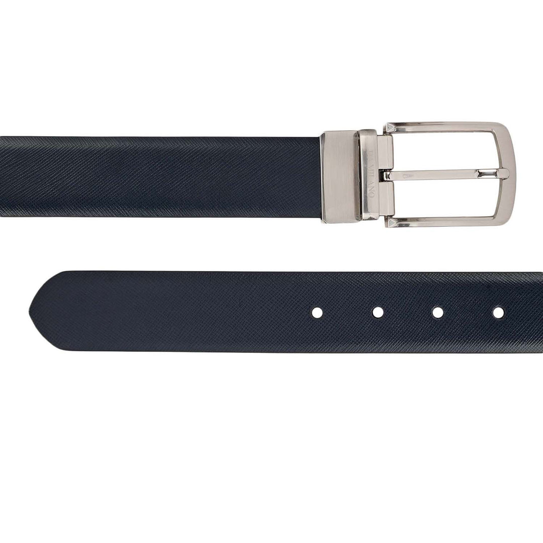 Formal Saffiano Leather Mens Belt-Navy & Black