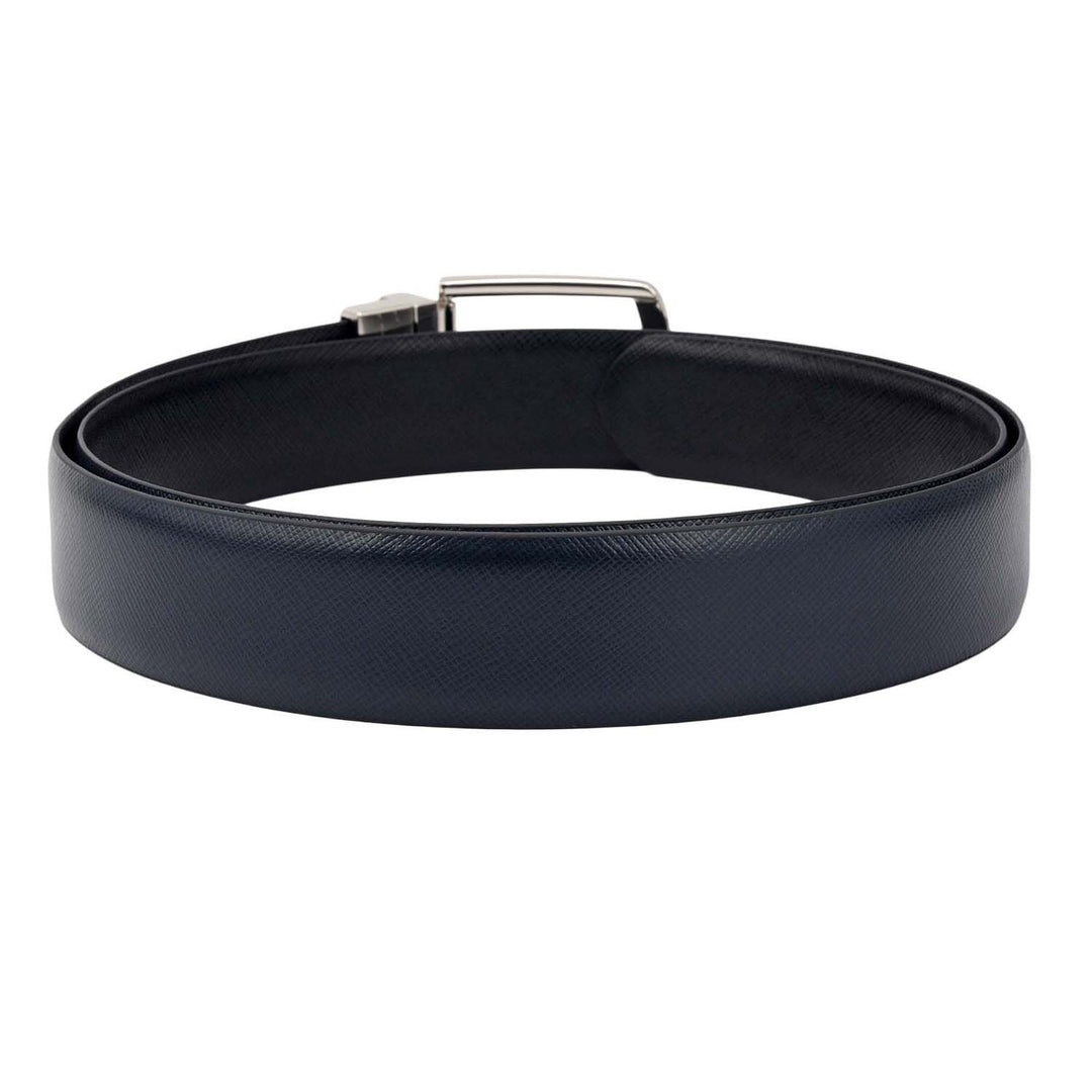 Formal Saffiano Leather Mens Belt-Navy & Black