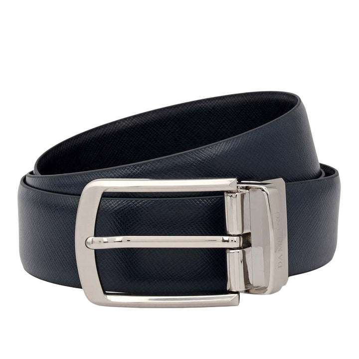 Formal Saffiano Leather Mens Belt-Navy & Black
