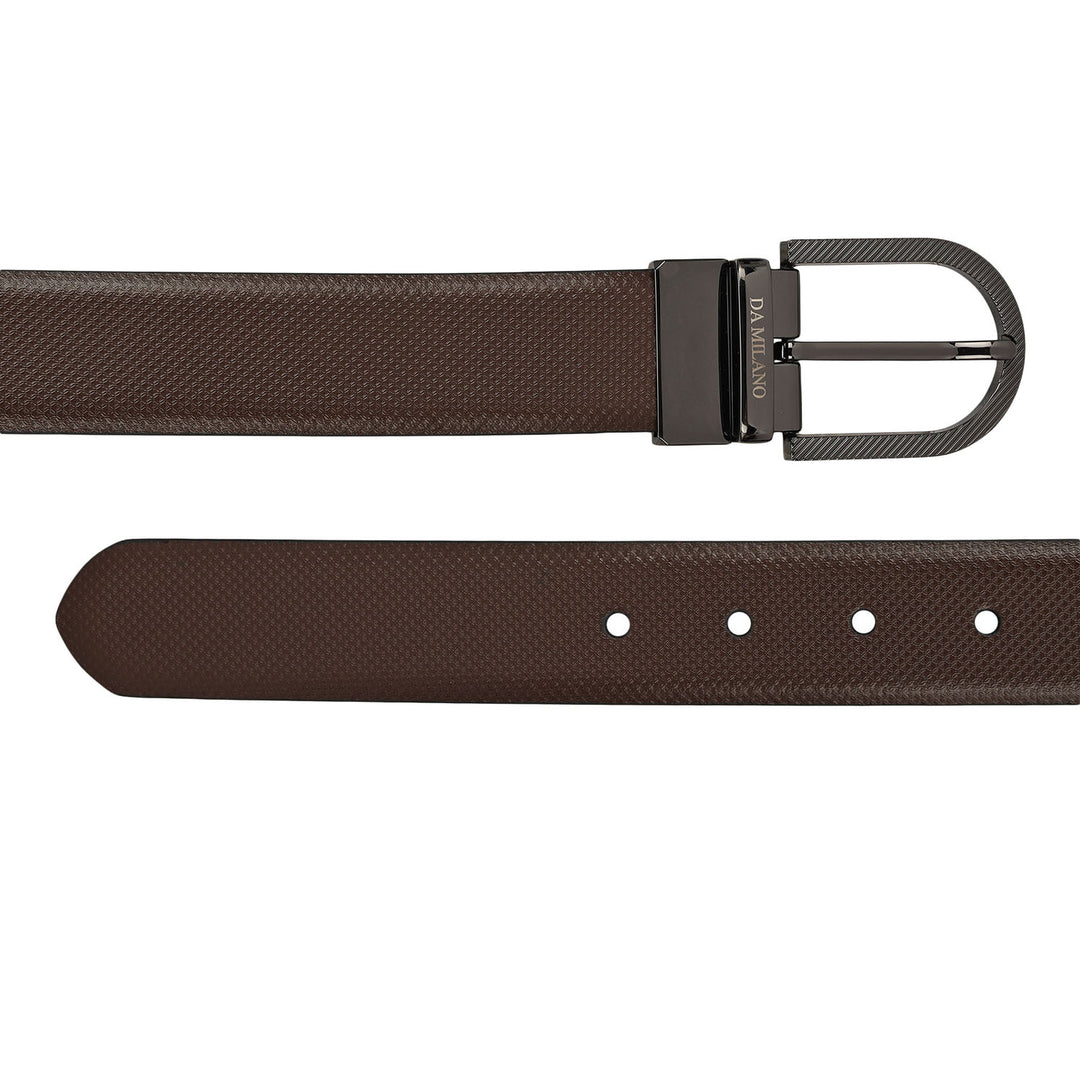 Formal Embossed Leather Mens Belt-Brown & Black