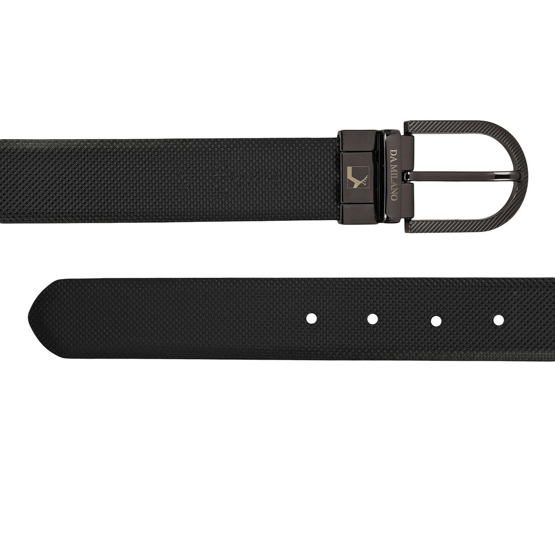 Casual Embossed Leather Reversible Mens Belt - Brown & Black