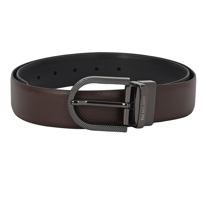 Casual Embossed Leather Reversible Mens Belt - Brown & Black